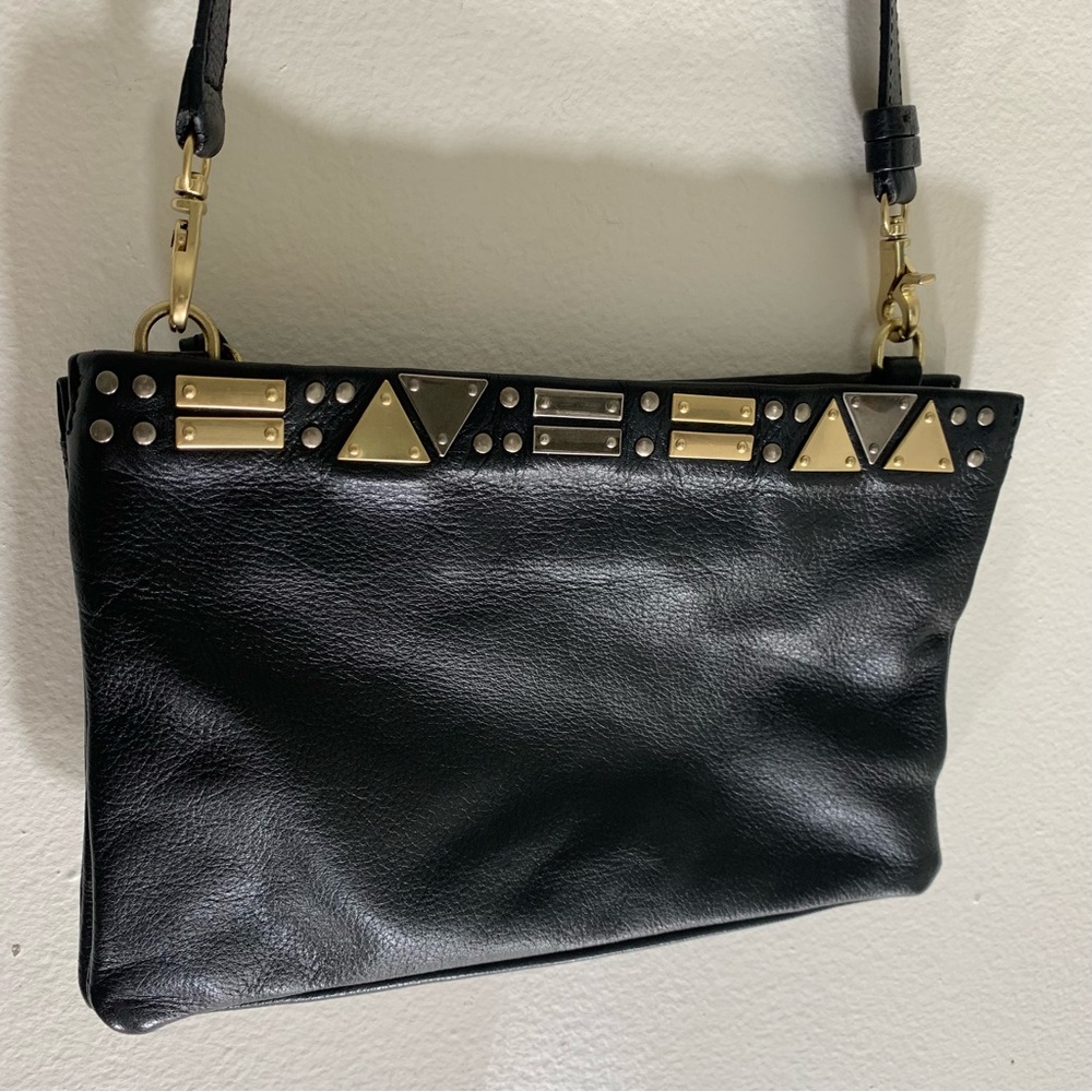 Foley + Corinna Black and Gold Geometric Shoulder Bag